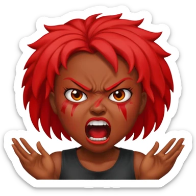 redtsion angry black girl ragebait red face sticker