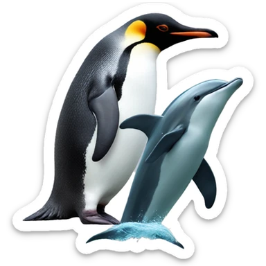 a penguin and a dolphin  sticker