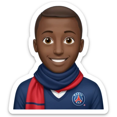 Matuidi with a big smile wearing PSG scarf sticker