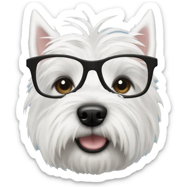 west highland white terrier with black glasses sticker