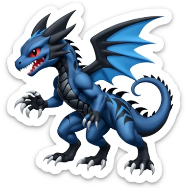 Black and Blue Venom-Stitch-Zekrom-Salandit-Sneasel-fusion, full body, tribal markings  sticker