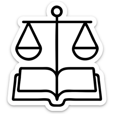 minimal icon of law with scales of justice, clean lines, legal context sticker