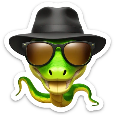 Snake with hat and sunglasses  sticker