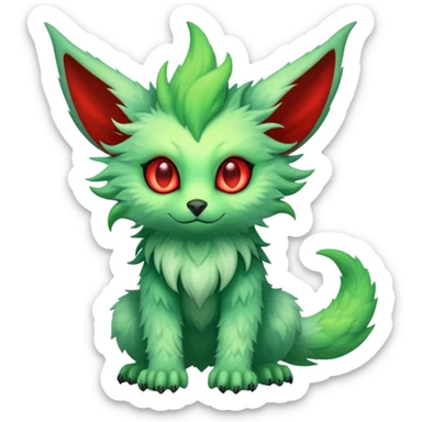 Cute Cool Edgy Green Red ethereal Fionbri-Vernid-Trico-animal-creature full body sticker