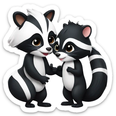 Cute Skunk and cute Raccoon kissing sticker