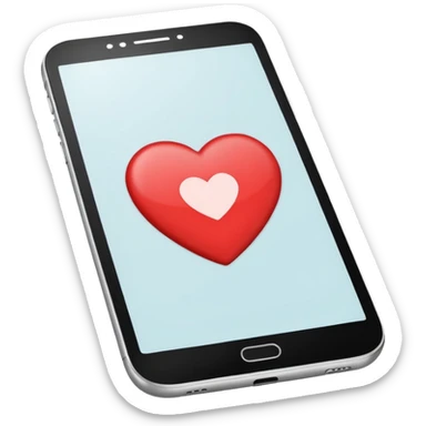 smartphone screen with a heart and text lines sticker