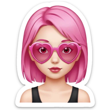 Girl with pink hair and heart sunglasses sticker