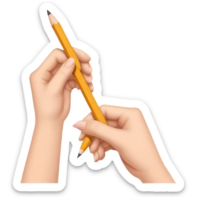 hands holding a pencil and drawing, simple and friendly sticker