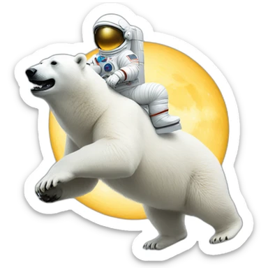 Astronaut riding a polar bear sticker