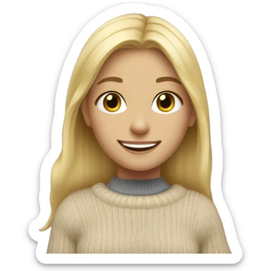 blonde girl smiling in sweater sticker