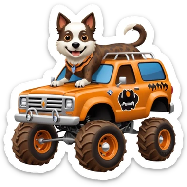 1 girl Monster Mutt - Monster Jam (Model Year: 2021) (Iconic colour: Brown with dog features) - A unique monster truck with playful, dog-inspired design cues. The vehicle is painted. sticker