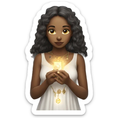 Beautiful angelic girl with tarot cards  sticker
