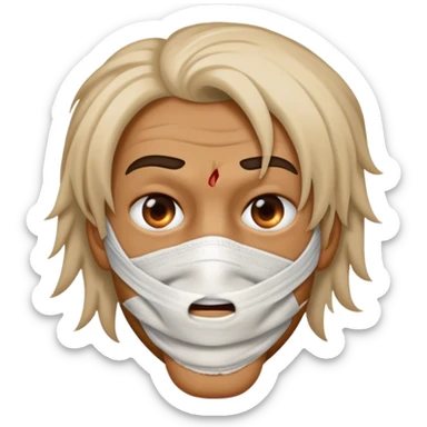 his hair, lips, and the majority of his features are burned away. He is wrapped in bandages, His most prominent feature are his fully exposed mouth and eyeball, which are his only facial features not covered by bandages. sticker