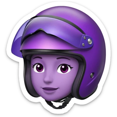 Créer un emoji avec une moto mt07 sport noir mate / violet iridescent très foncé, pare-brise de la moto violet. Avec une pilote dessus visière violet sombre visage caché . Avec fond arrière violet en arrière plan. sticker
