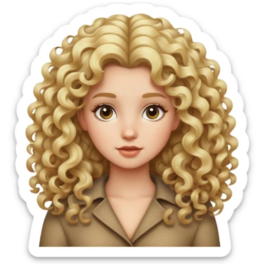 A blonde girl which has a very big curly hair sticker