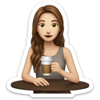 white girl with brown hair drinking coffee sticker