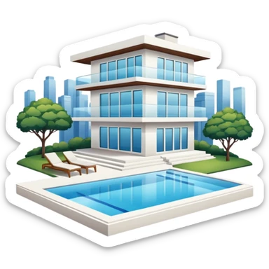 modern house on the hill, with a pool ON THE HILL WITH VIEW OF THE CITY sticker