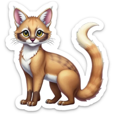 dark fruity white glorious iridescent divine exotic cute cool beautiful beautiful fantasy-caracal-civet-genet-sergal-vernid-Cacomistle-Trico-oncilla-animal-Fakémon-hybrid-fursona (full body) sticker