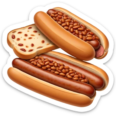 2 sausages with baked beans and a slice of bread sticker
