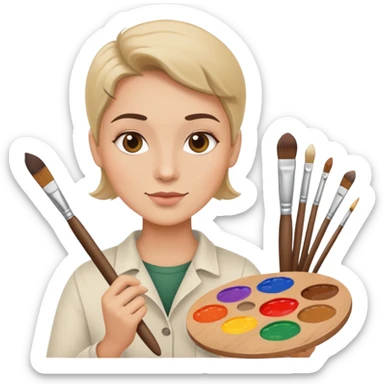 artist with palette and paintbrushes sticker