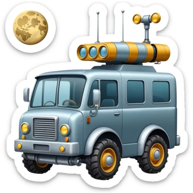  antique tall med truck robotic twelve passenger Moon rover  sticker