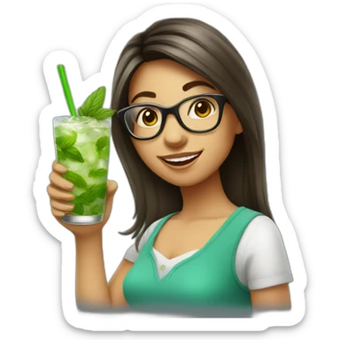argentina girl with glasses drinking mojito sticker