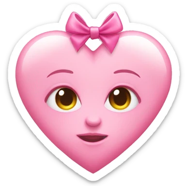 Baby pink colored heart with pink bows on it sticker