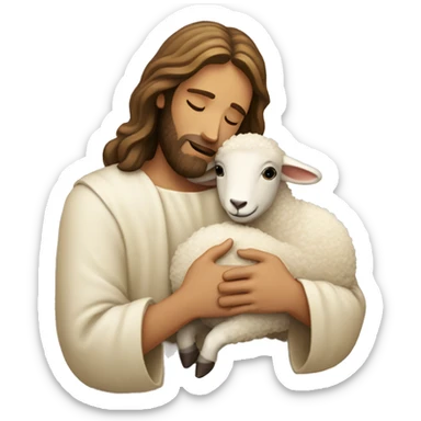 Jesus hugging a little sheep sticker