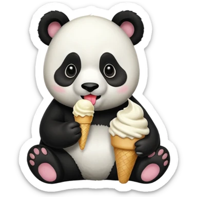 Panda eating ice cream sticker