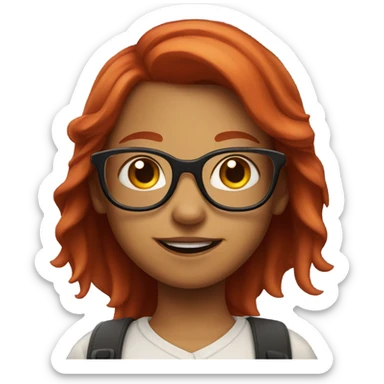 Girl with red hair and glasses making smirking face sticker
