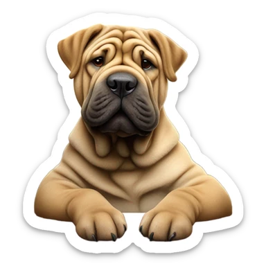 Shar pei playing poker sticker