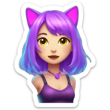 neon neko girl sticker