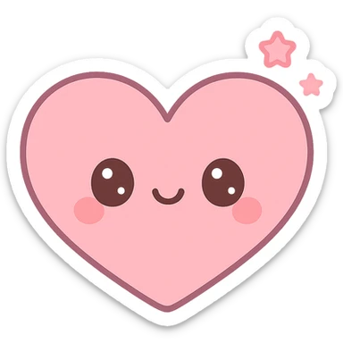 cute heart, kawaii style, soft, cheerful, simple sticker
