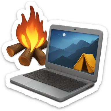 Laptop by a Campfire  sticker