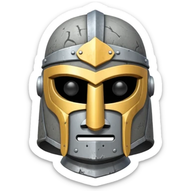 Knight helmet, moai-style sticker