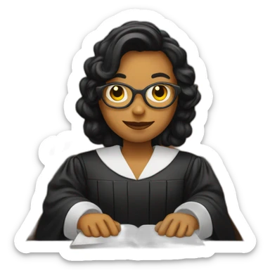 judge shows heart by her hands sticker