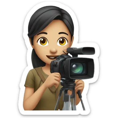 aisan girl filming video sticker