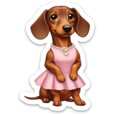 Lady Dachshund whith cute dress sticker