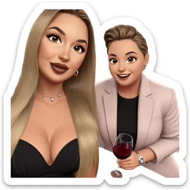 smiling girl with wine glass sticker