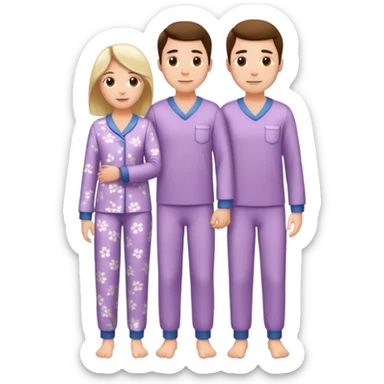 full-length couple in matching pajamas sticker
