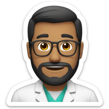 doctor brown beard smiles short black hair on the head sticker