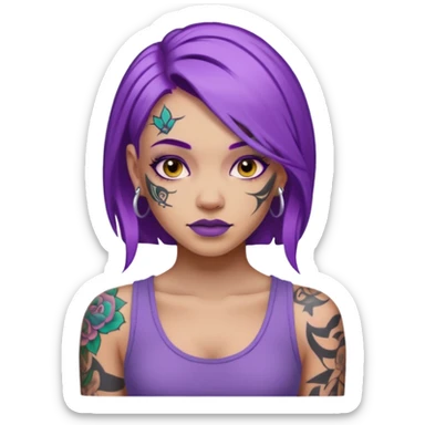 women with tatoos and hightlight that tatoos with purple hair sticker