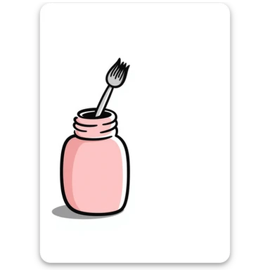 nail polish bottle with brush in pastel colors dd9fb0 ffc6d3 a3bfc9 c4bee2 f1b091, hand-drawn doodle style sticker