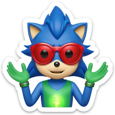 Red Sonic with Green Shades And Aura
 sticker