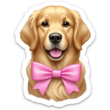 Golden retriever with pink bow sticker