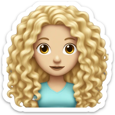 white girl with really curly very long blonde hair sticker