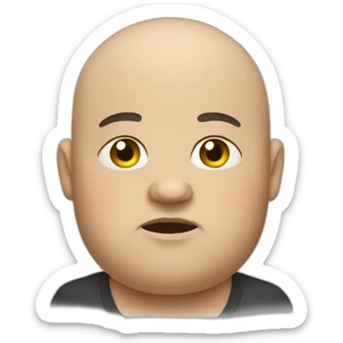 bald, chubby, moody sticker