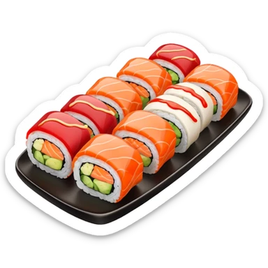 Sushi rolls with sauce restaurant style  sticker