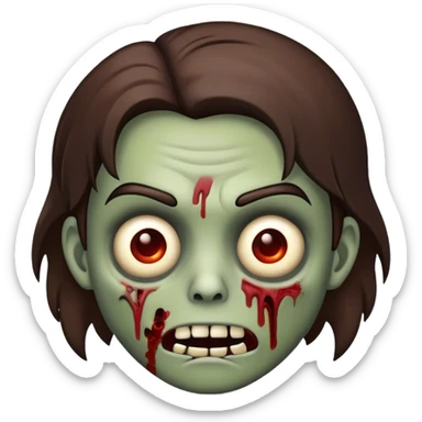 me faça um emoji de zumbi, com o cabelo médio castanho escuro sticker