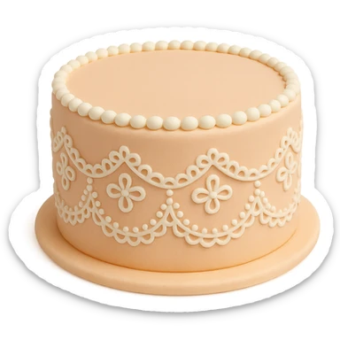 round fondant cake with lace piping sticker